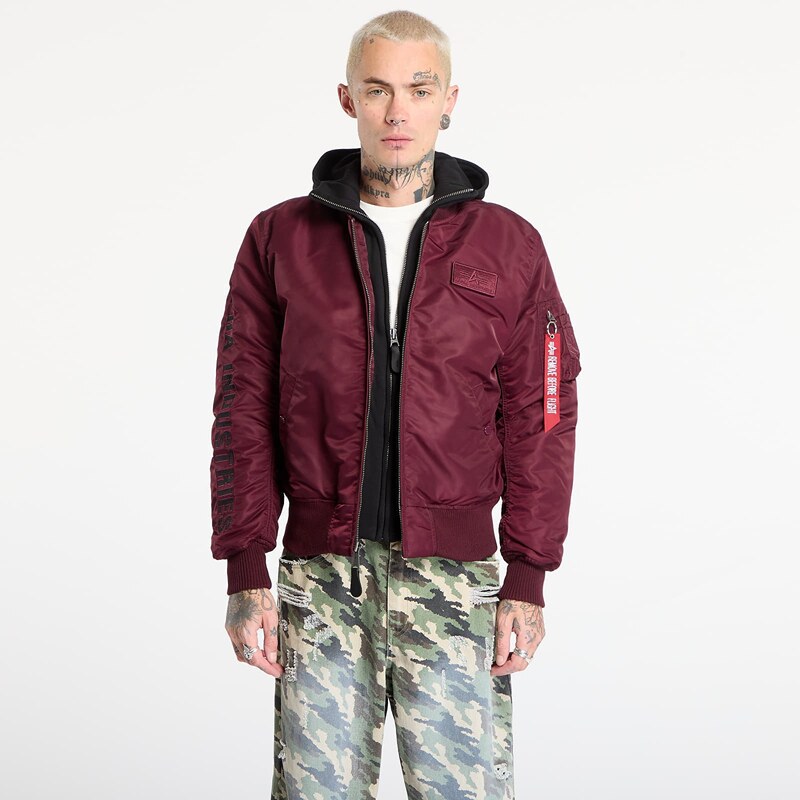 Bunda Alpha Industries MA-1 D-Tec Sleeve Embroidery Dark Cherry XL 65727561
