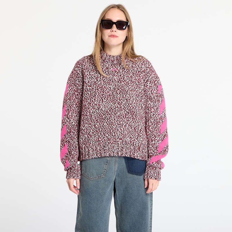 Sveter Off-White Mouline Arrow Knit Crewneck Red Dahlia M 65727611