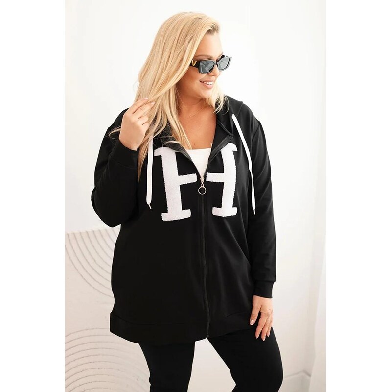 MladaModa Bavlnená oversize mikina so zipsom a kapucňou a písmenom H 65727630