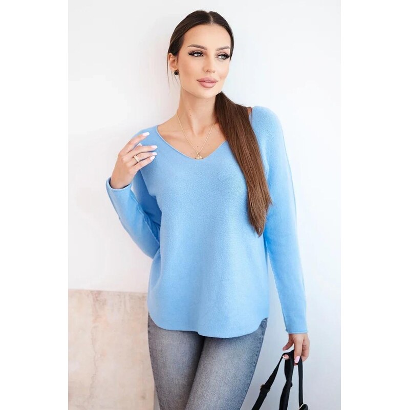 MladaModa Viskózový sveter so srdiečkovým výstrihom model IT88 65727701