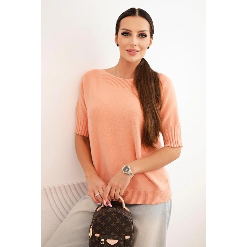 MladaModa Viskózový sveter s krátkym rukávom model 9511 tmavý 65727710