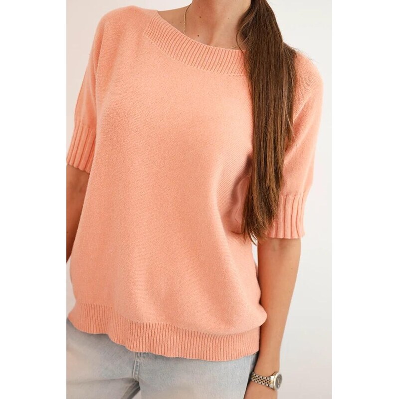 MladaModa Viskózový sveter s krátkym rukávom model 9511 tmavý 65727710