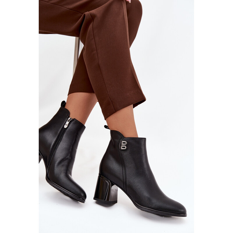 Boto Zateplené dámske čižmy z pravej kože na podpätku Čierne Jovelle 65927812