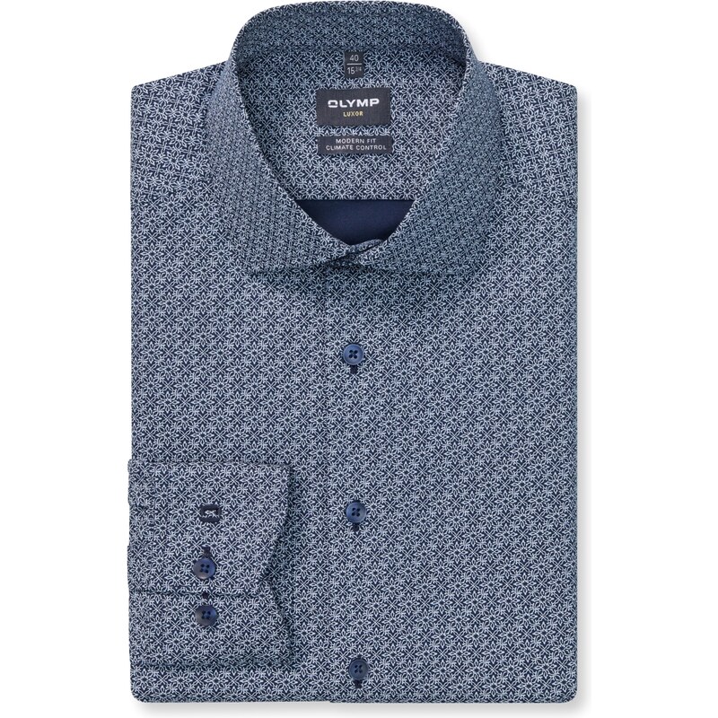 Pánska modrá košeľa Climate Control OLYMP modern fit predĺžený rukáv 65728541