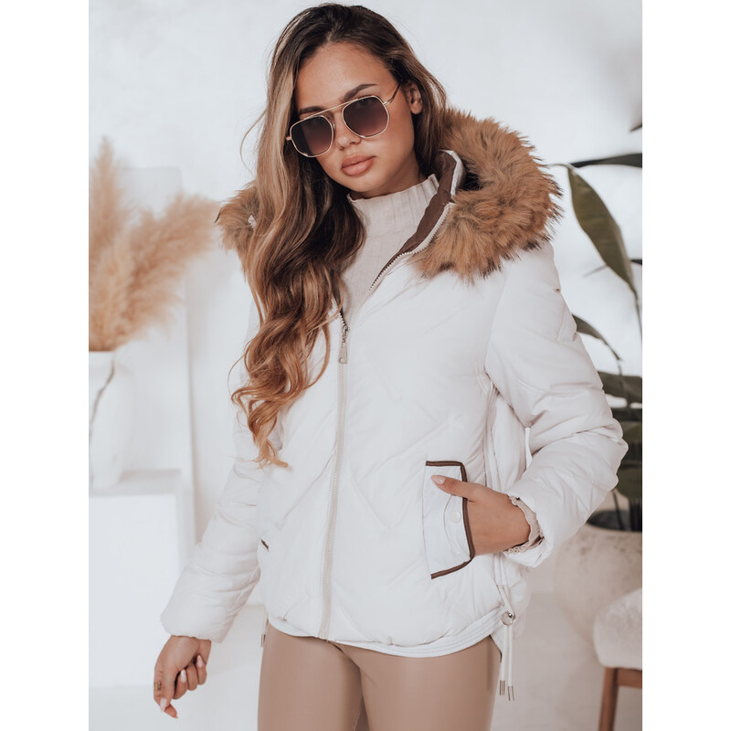 BASIC Smotanová dámska zimná prešívaná bunda COLDLIKE s kapucňou 65729809