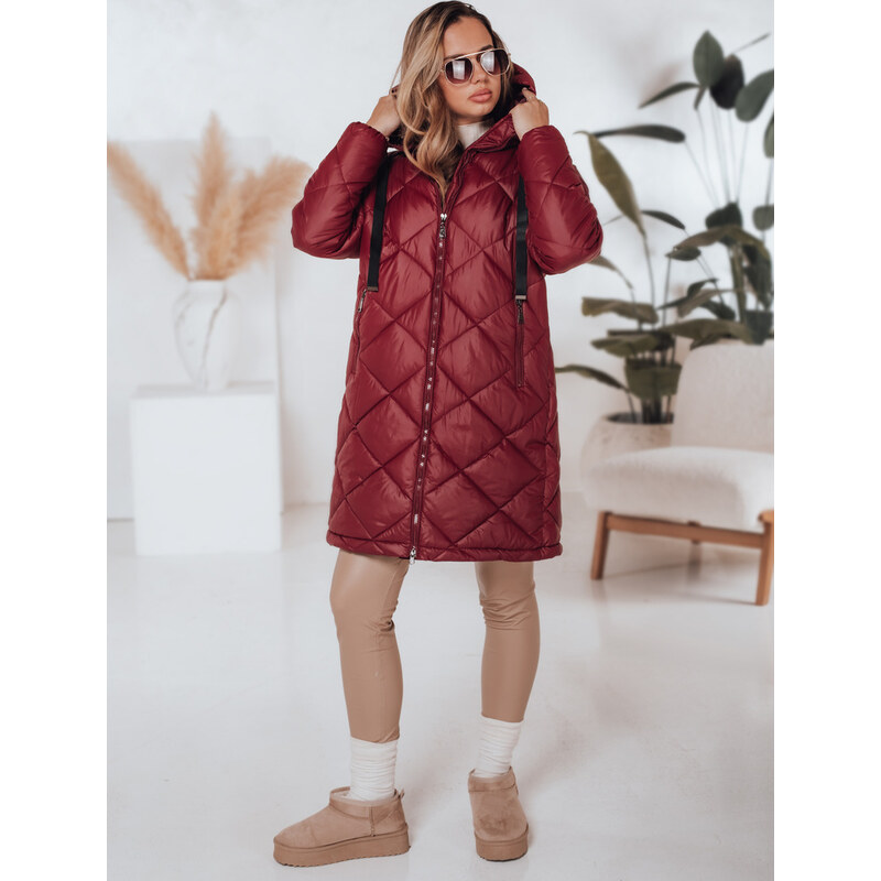 BASIC Vínová dámska prešívaná bunda s kapucňou SNOWVIBE TY4996 65729812