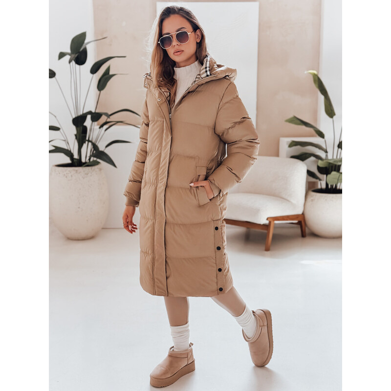 BASIC Béžová dámska zimná bunda s károvanou podšívkou WINTERMISS 65729820