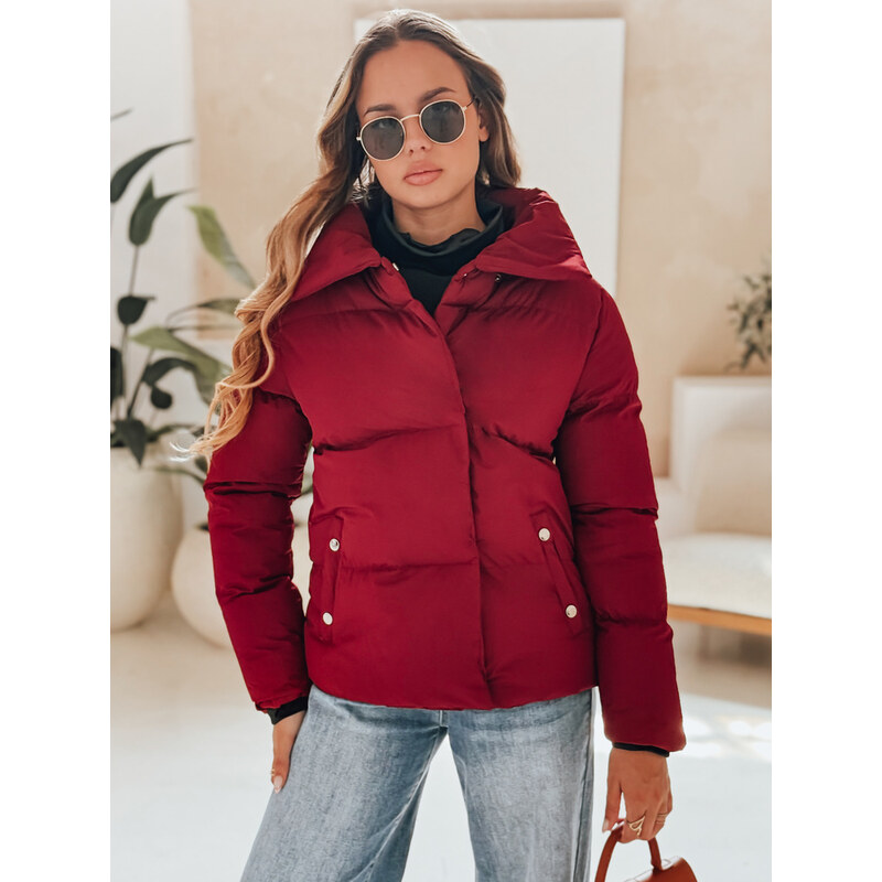BASIC Vínová dámska prešívaná bunda s golierom LARO TY4957 65729817