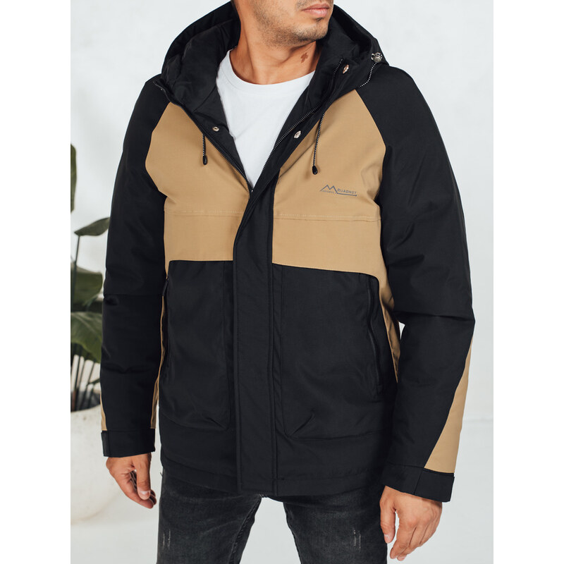 BASIC Čierno-béžová pánska zimná bunda s kapucňou TX5041 65729835