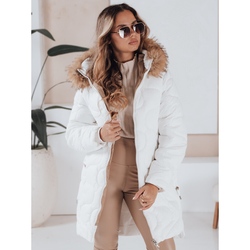BASIC Dámska biela zimná prešívaná bunda VIRELIA s kapucňou TY4938 65729839