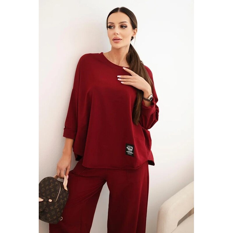 MladaModa 2-dielna bavlnená súprava mikiny a trojštvrťových teplákov 65780892