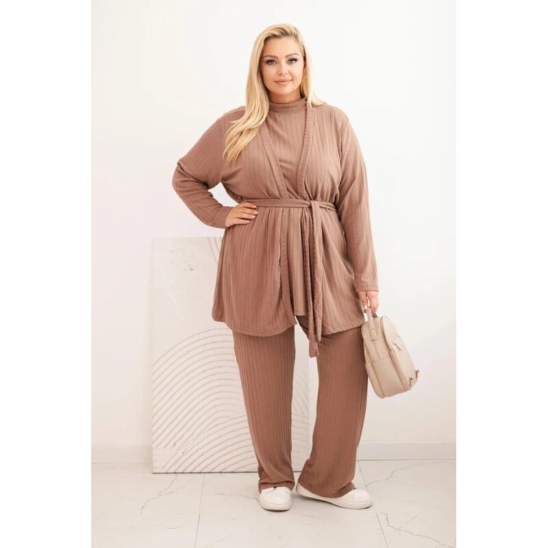 MladaModa 3-dielna oversize tepláková súprava model 7050 farba fango 65780888