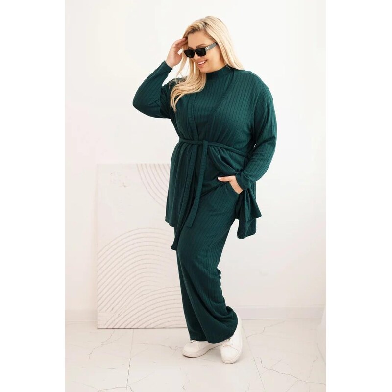 MladaModa 3-dielna oversize tepláková súprava model 7050 tmavozelená 65780886