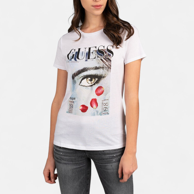 Dámské bílé triko Guess M56451 65735548