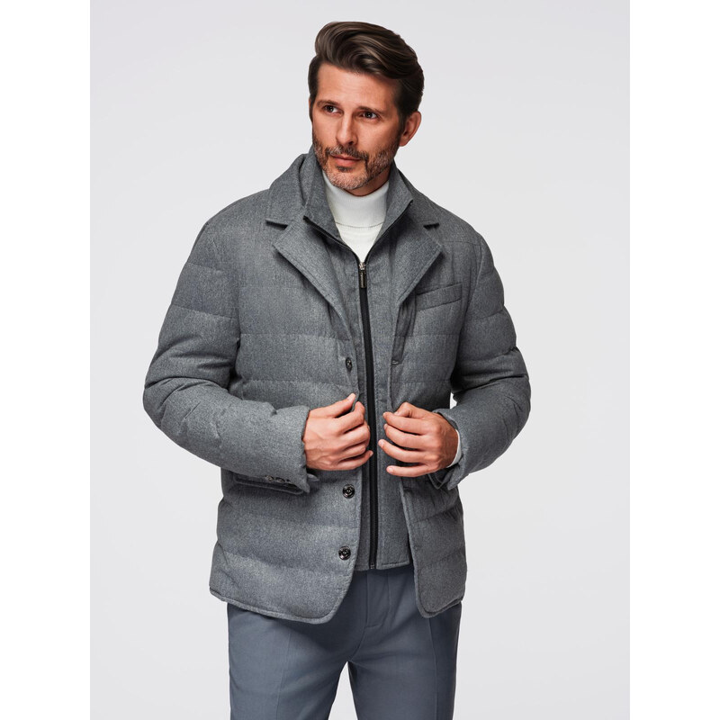 Ombre Mens jacket with a jacket cut with a fleece lining - gray 64785924