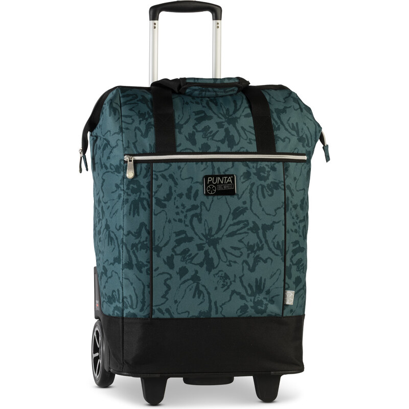 PUNTA Nákupní taška na kolečkách Big Wheel - tyrkysová květy 68436528