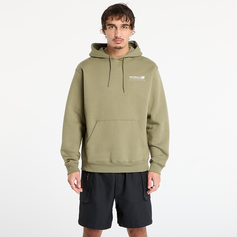 Mikina New Balance Linear Graphic Fleece Hoodie Dark Olive L 65763006