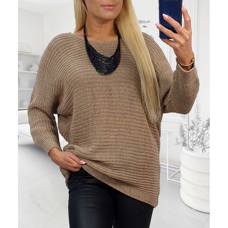 Sveter s raglánovými rukávmi latte 65763090