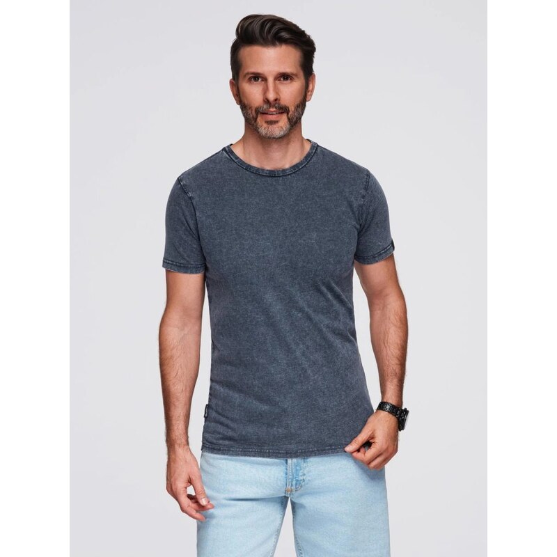 Ombre Clothing Modré pánske tričko s vypraným vzorom V2 TSWT-0116 65763210