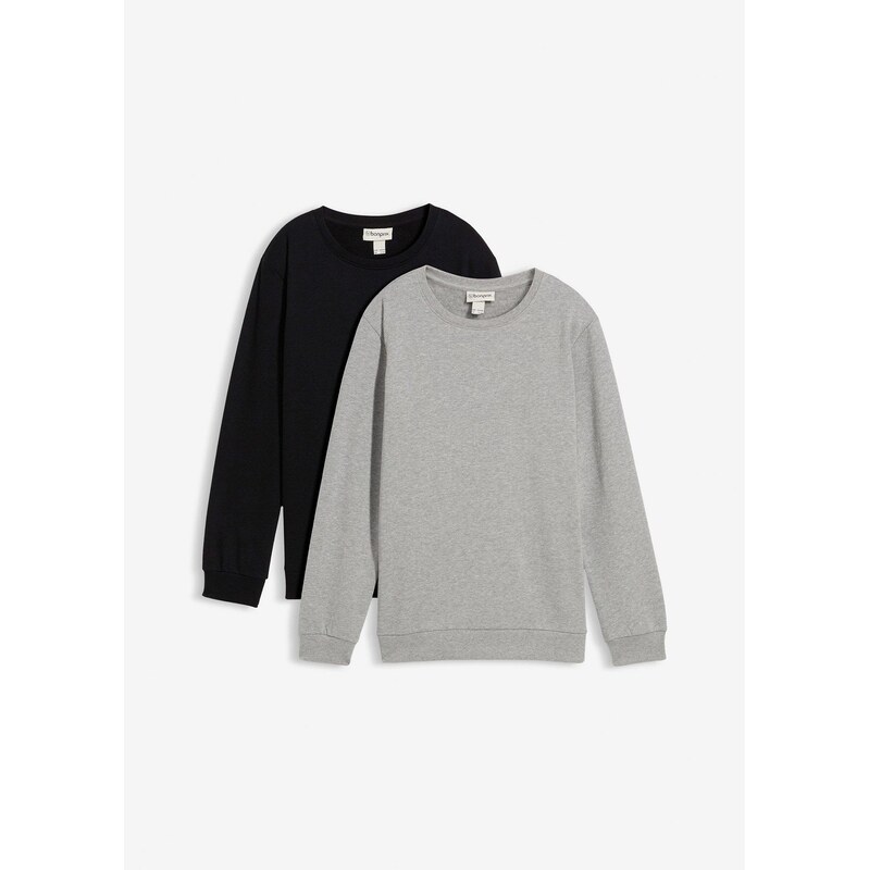 bonprix Mikina z čistej bio bavlny (2 ks v balení), farba čierna 65763292