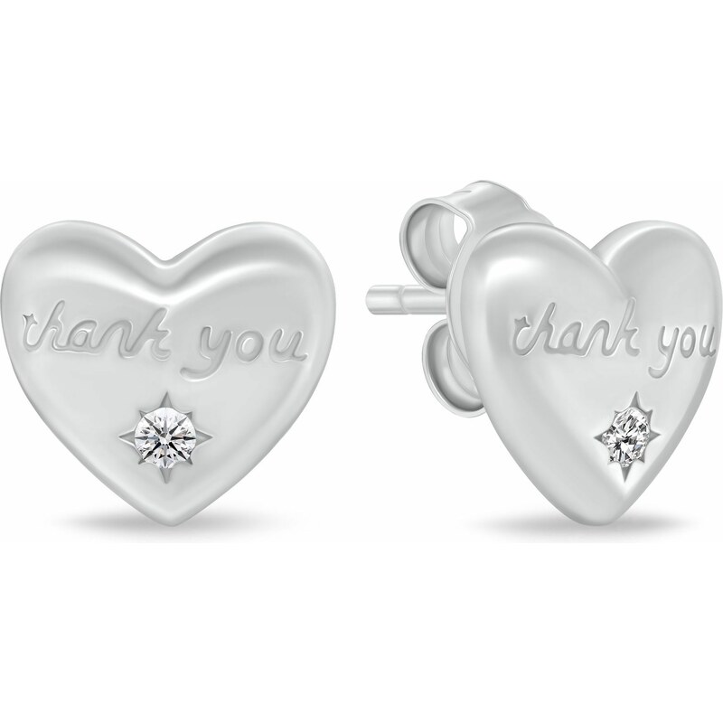 Brilio Silver Nežné strieborné náušnice so zirkónmi Srdiečka s textom 66581837