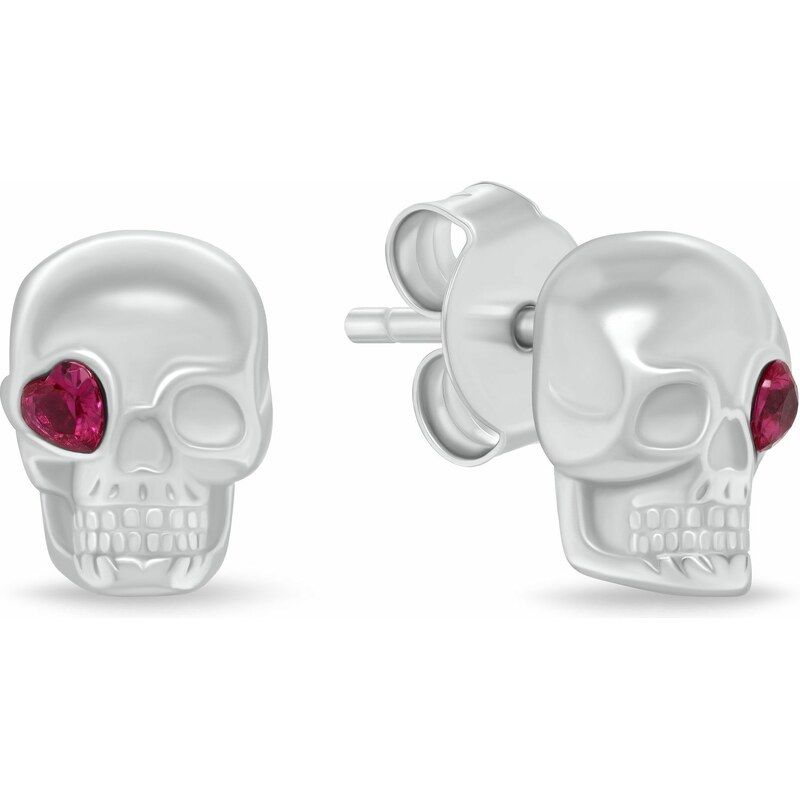 Brilio Silver Štýlové strieborné náušnice s kubickou zirkóniou Lebka 66589161