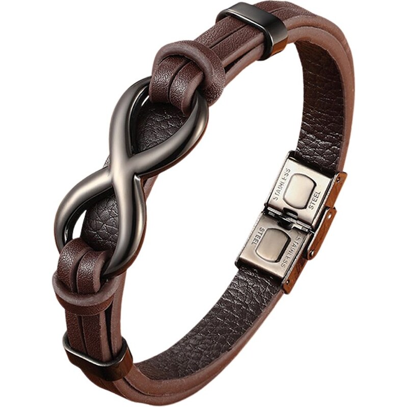Kožený hnedý náramok Infinity 65764959