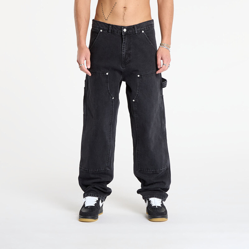 Džínsy Patta Double Knee Cartoon Denim Pants Black Denim 30 65765948