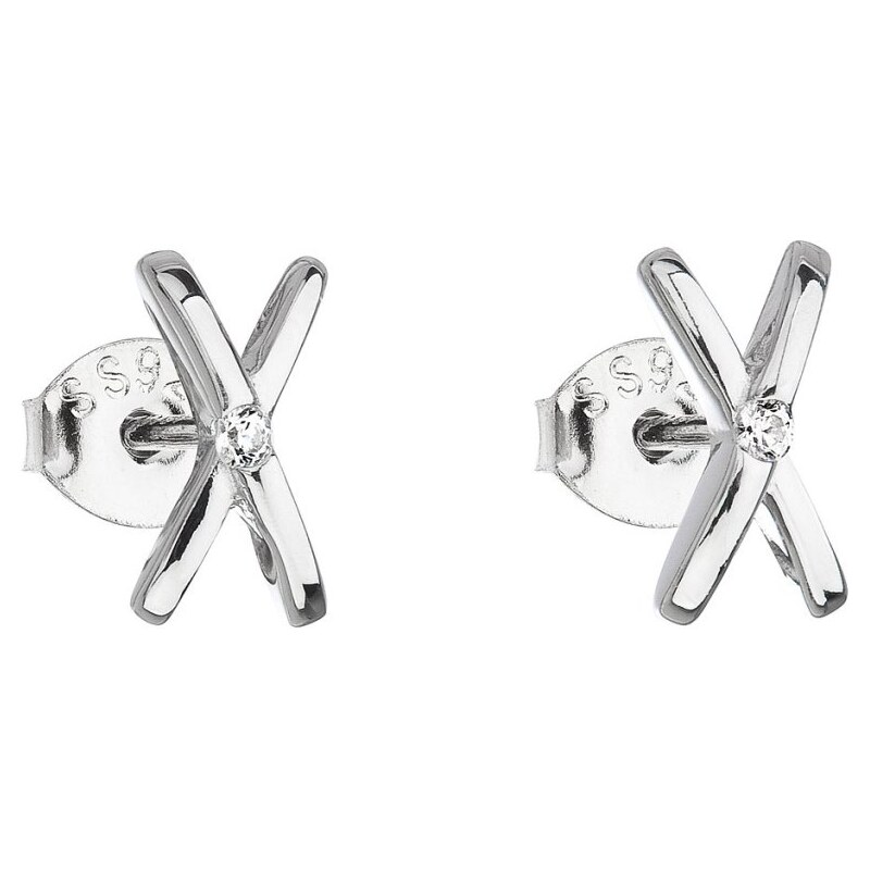 Evolution Group Strieborné náušnice kôstky Krížiky so zirkónmi 11094.1 66584977