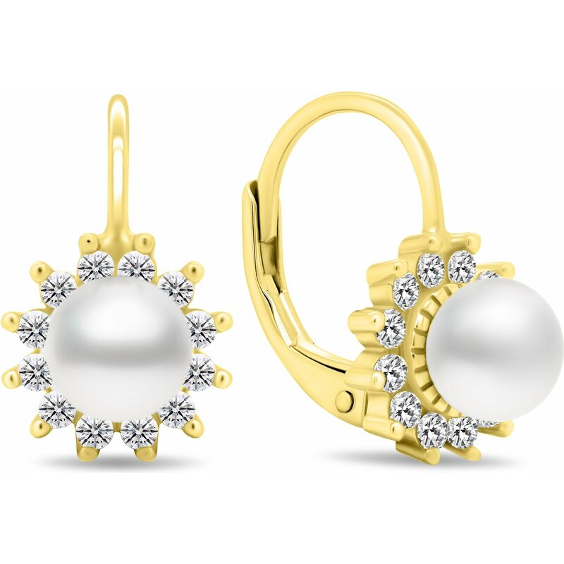 Brilio Silver Pozlátené náušnice s perlami a zirkónmi EA426Y 66583633
