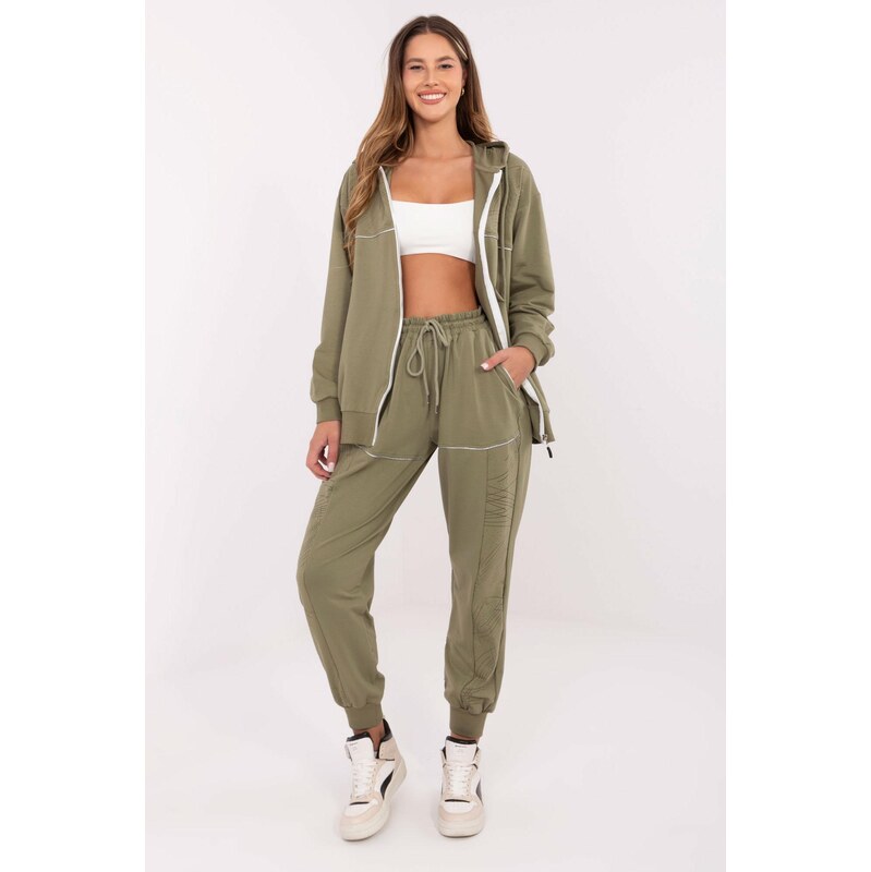 MladaModa Tepláková súprava s mikinou na zips model 88115 farba khaki 65780821