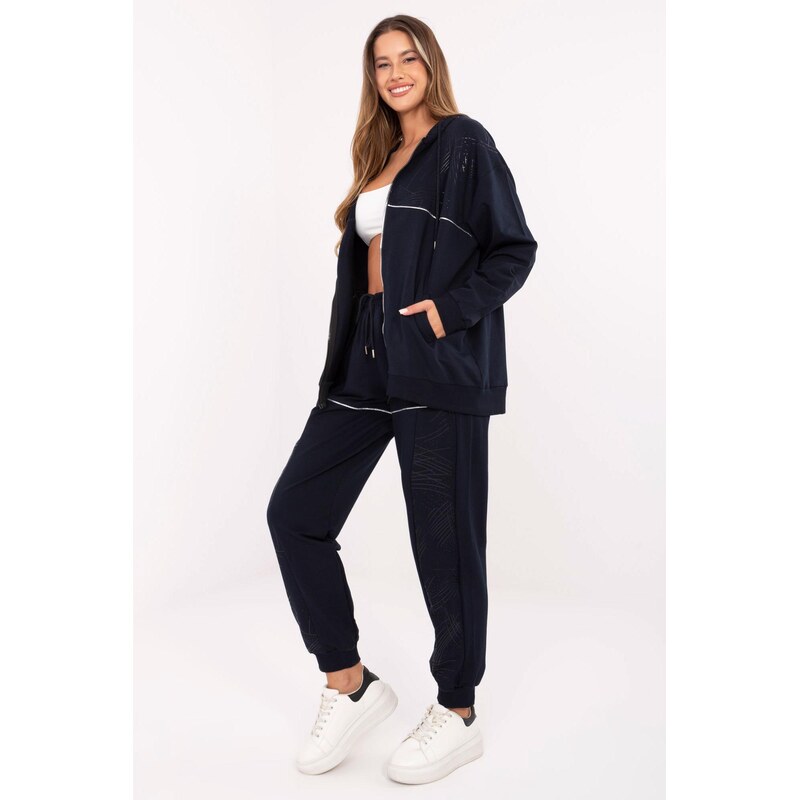 MladaModa Tepláková súprava s mikinou na zips model 88115 námornícka 65780826