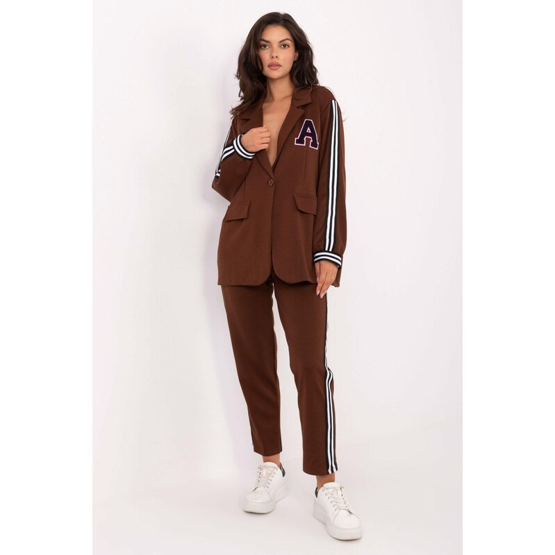 MladaModa Športová tepláková súprava so sakom model 72115 hnedá 65780847