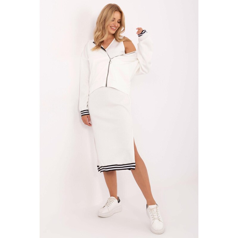 MladaModa Súprava midi šiat a mikiny model 71964 biela 65780850
