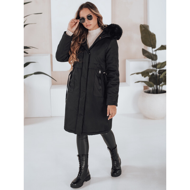 BASIC Dámska čierna zimná parka s kožušinou TY5113 65768701