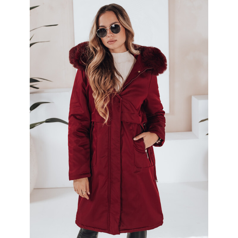 BASIC Dámska vínová zimná parka s kožušinou TY5114 65768703