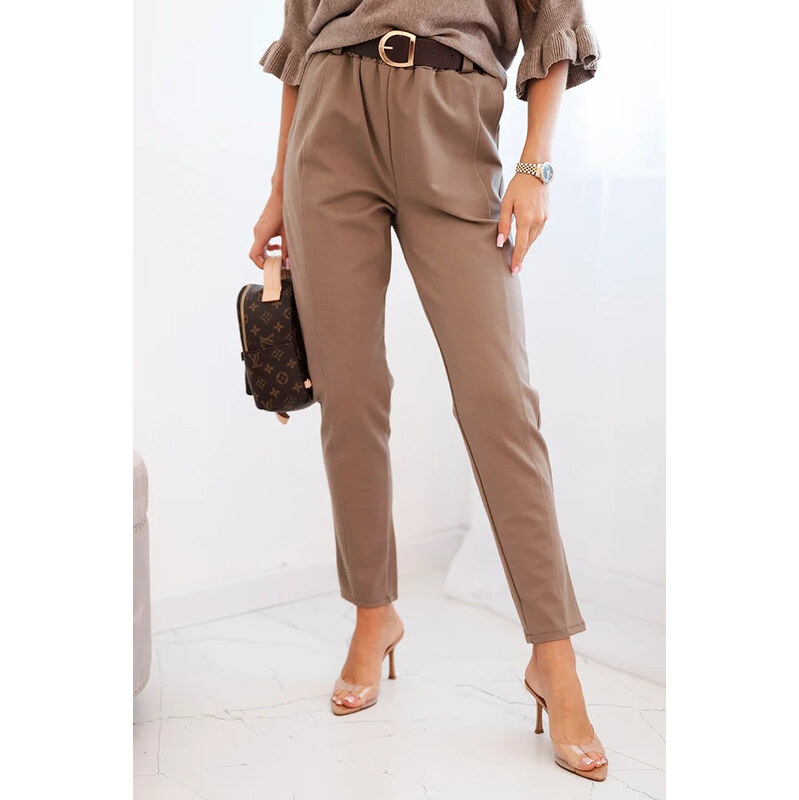 K-Fashion Dámske viskózové nohavice s opaskom a zúženými nohavicami 65768200