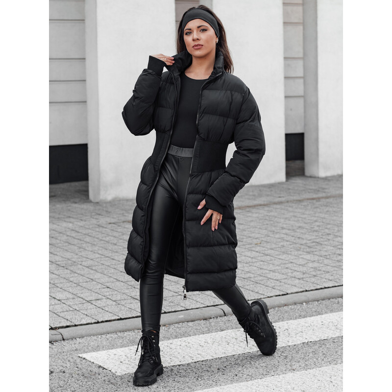 BASIC Dámska čierna dlhá prešívaná bunda FABWARM TY4620 65768640