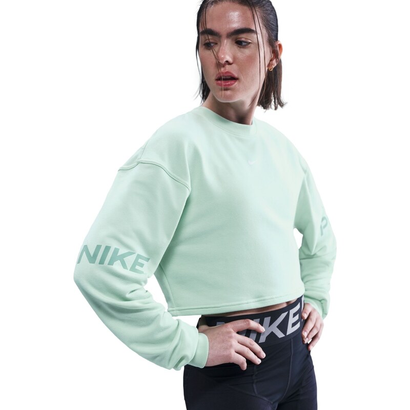 Nike Pro Womens Dri-FIT Loose Crew-Neck French Terry Sweatshirt MINT 65251769