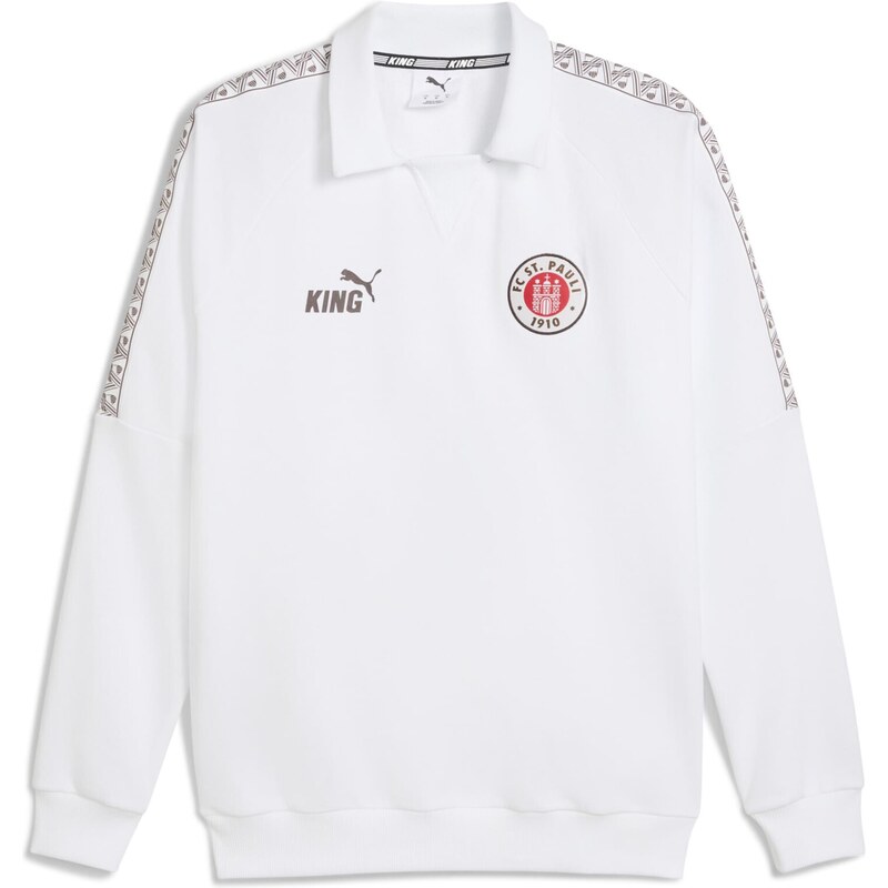 PUMA Športová mikina FCSP KING Drill hnedá / červená / biela 65773093