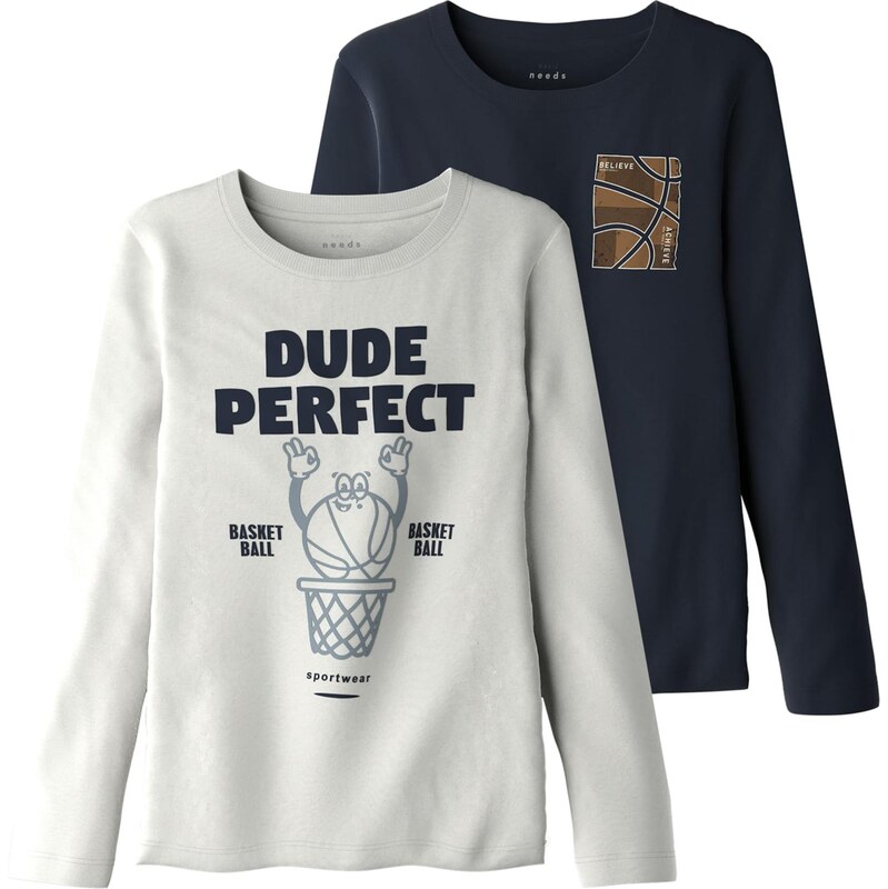 NAME IT Tričko tmavomodrá / hnedá / biela 63919777