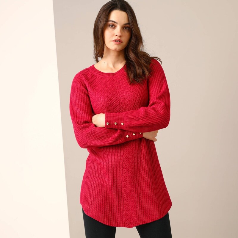 Tunikový pulóver so vzorom malinová 044 Blancheporte 58509288