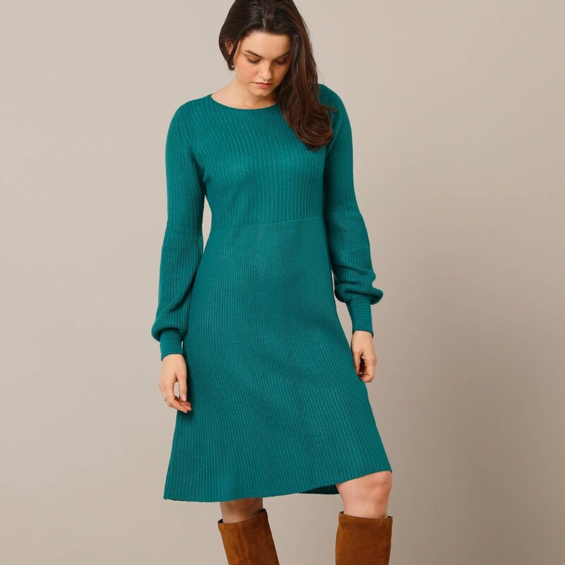 Rozšírené úpletové šaty smaragdová 036 Blancheporte 59534378