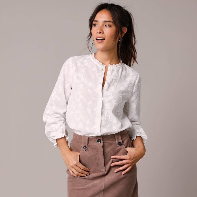 Blúzka s kvetinovou výšivkou biela 040 Blancheporte 58509298