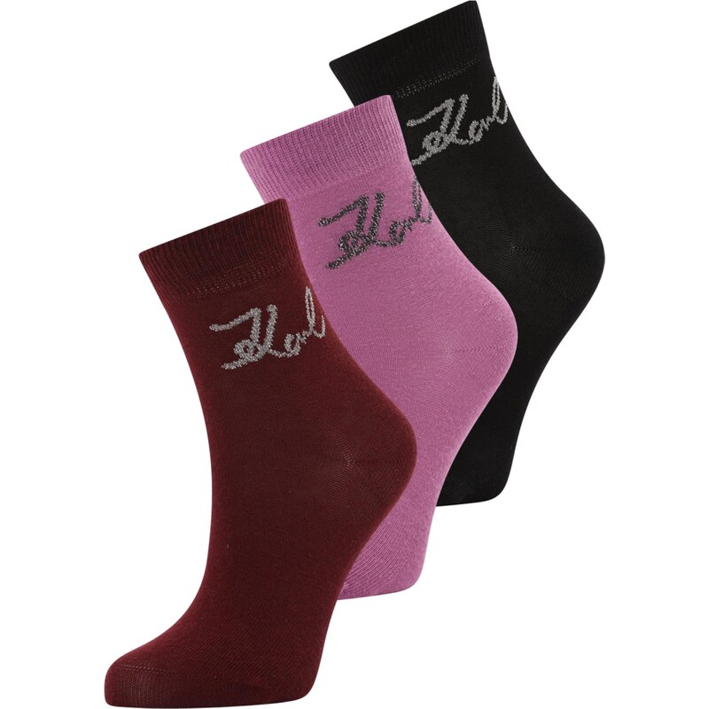 Karl Lagerfeld Ponožky orchideová / bordová / čierna / biela 65893067