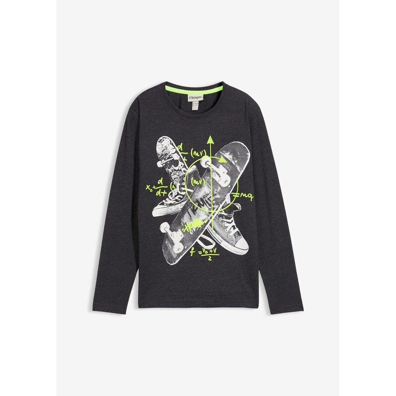 bonprix Tričko s dlhým rukávom s bavlnou, farba šedá 44789543