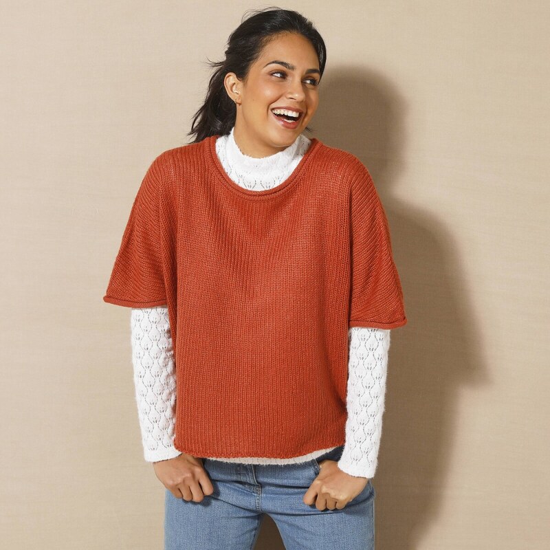 Pulóver so skrátenými rukávmi terakota 036 Blancheporte 58509293