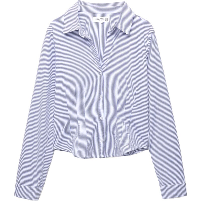 Pull&Bear Blúzka modrá / biela 65889221