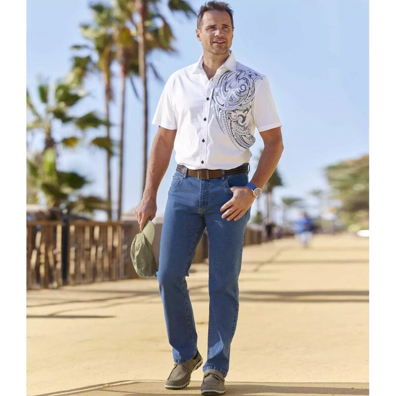 Klasické strečové rifle Regular Atlas For Men Modrá 65774023