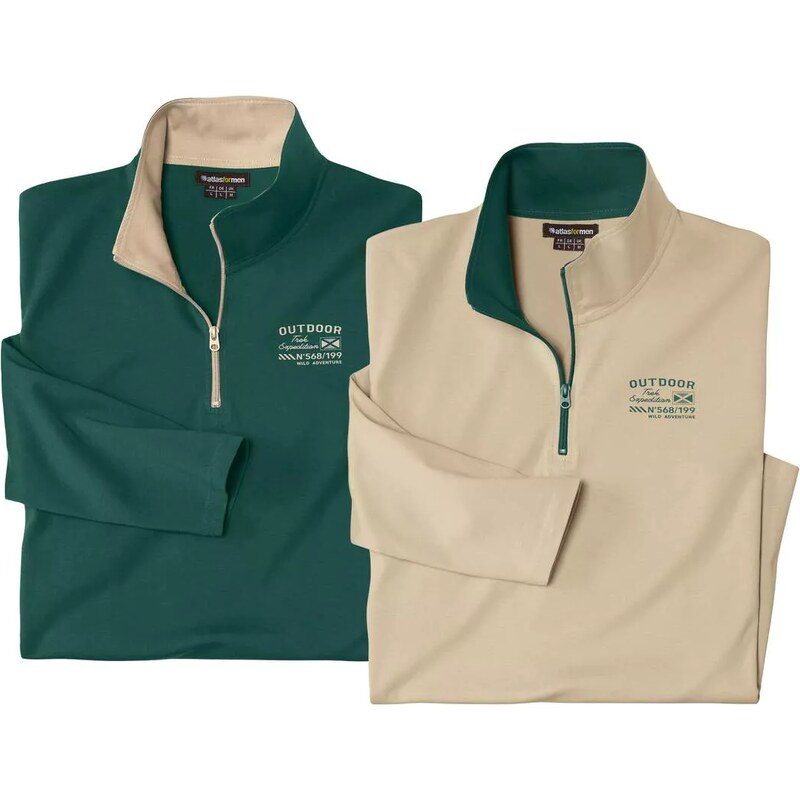 Sada 2 mikín s golierom na zips Outdoor Atlas For Men Zelená 65774070